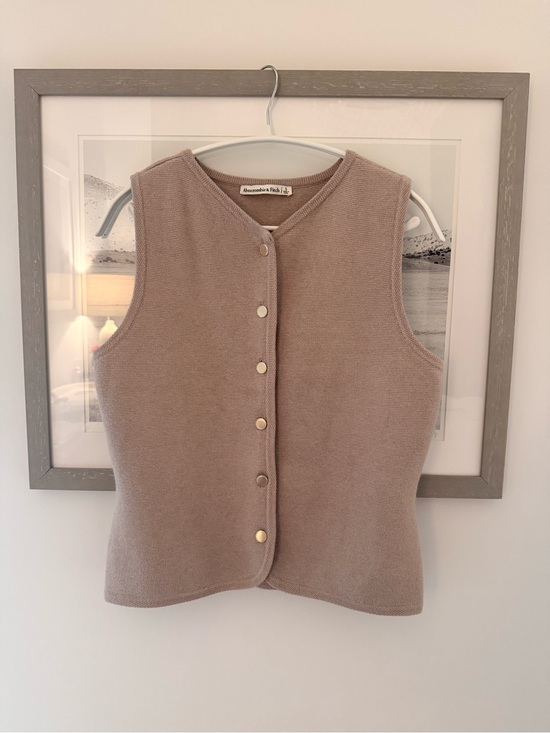 Abercrombie & Fitch Tops - Abercrombie & Fitch Beige Buttoned V-Neck Knit Vest